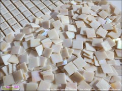 Pale pearly peach mosaic vitreous glass tiles